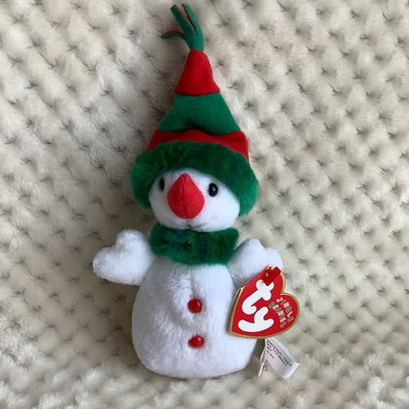 Ty Jingle Beanies Collection Snowgirl Plush Ornament Stuffed Animal Toy w Tags - Picture 1 of 16